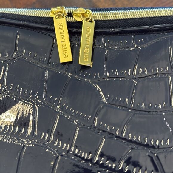 Estée Lauder Crocodile-Embossed Make-Up Travel Bag Train Case Zip - Picture 3 of 7